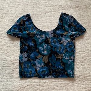 GARAGE velvet floral crop top